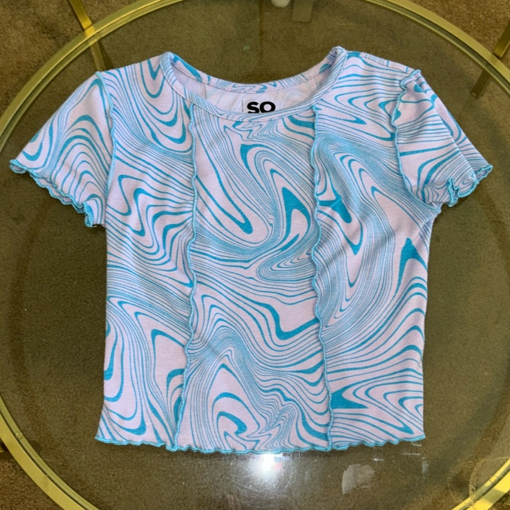 SO, purple and blue swirl tee, xs